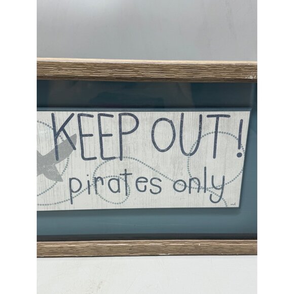 Keep Out Pirates Only Shark Wall Art Framed 18"x9" Crystal Art Gallery READ - Picture 4 of 16
